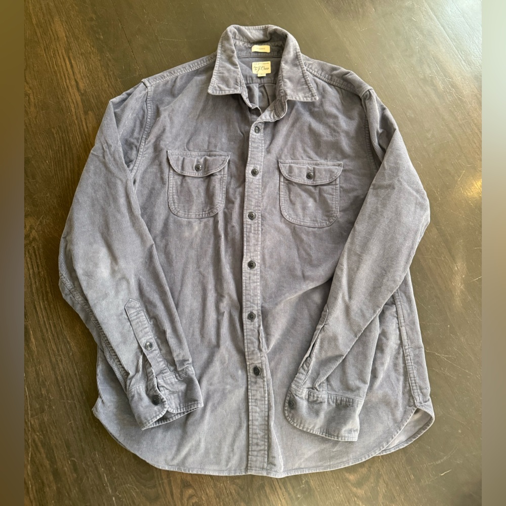 Excellent Condition J. Crew Men's Corduroy Shirt Jacket in Slate Gray